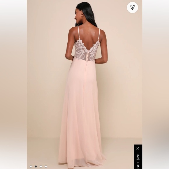 Lulus Dresses & Skirts - NWT Lulu's Romantic Ways Blush Pink Lace Button Sequin Back Maxi Dress 16